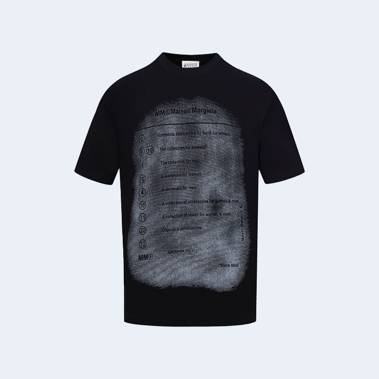 메종 마르지엘라 브라이드 워싱 로고 티셔츠 블랙